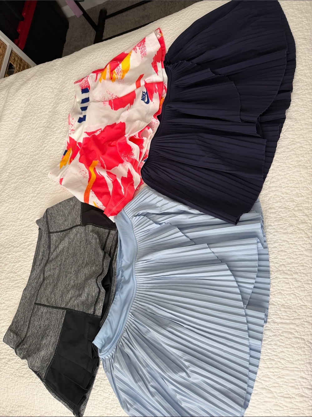 4 tennis skirt HEAD, NIKE, and BAYLEAF